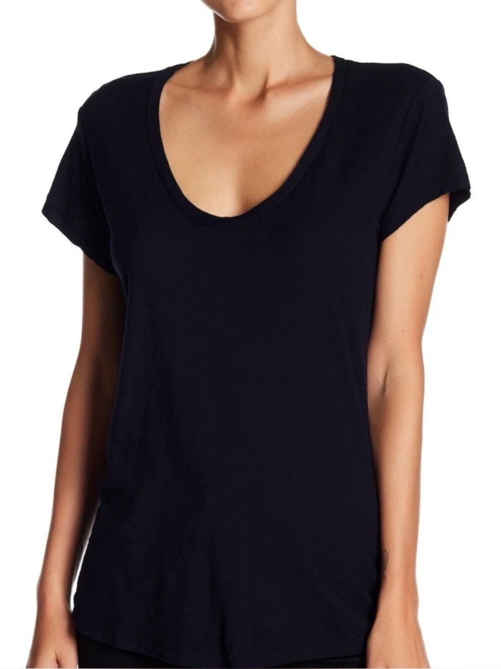 James Perse Women’s Black Scoop Neck Slub T-Shirt  Sz XL (JP 4) NWOT